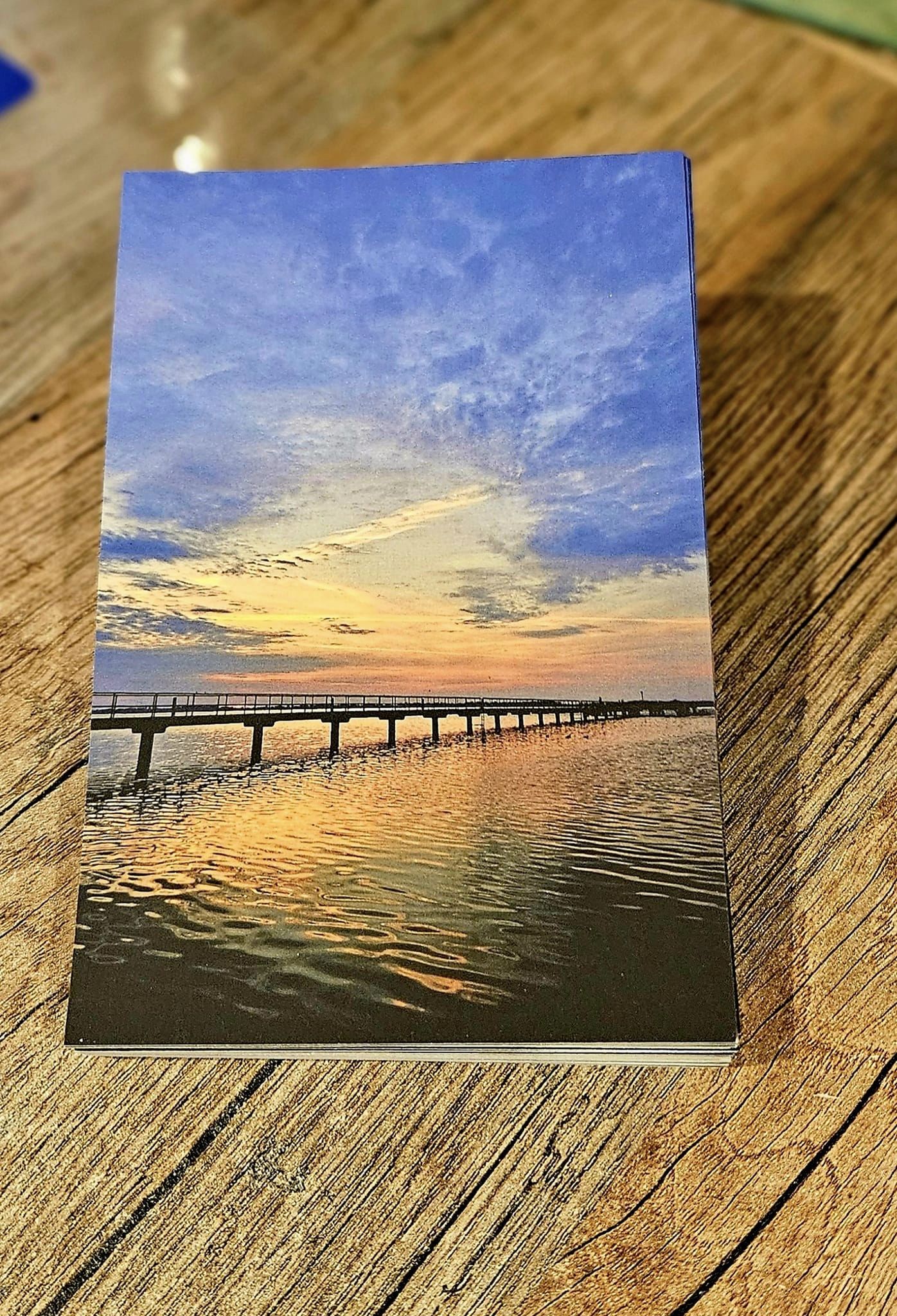 Postkarte Sonnenaufgang Seebrücke Dranske